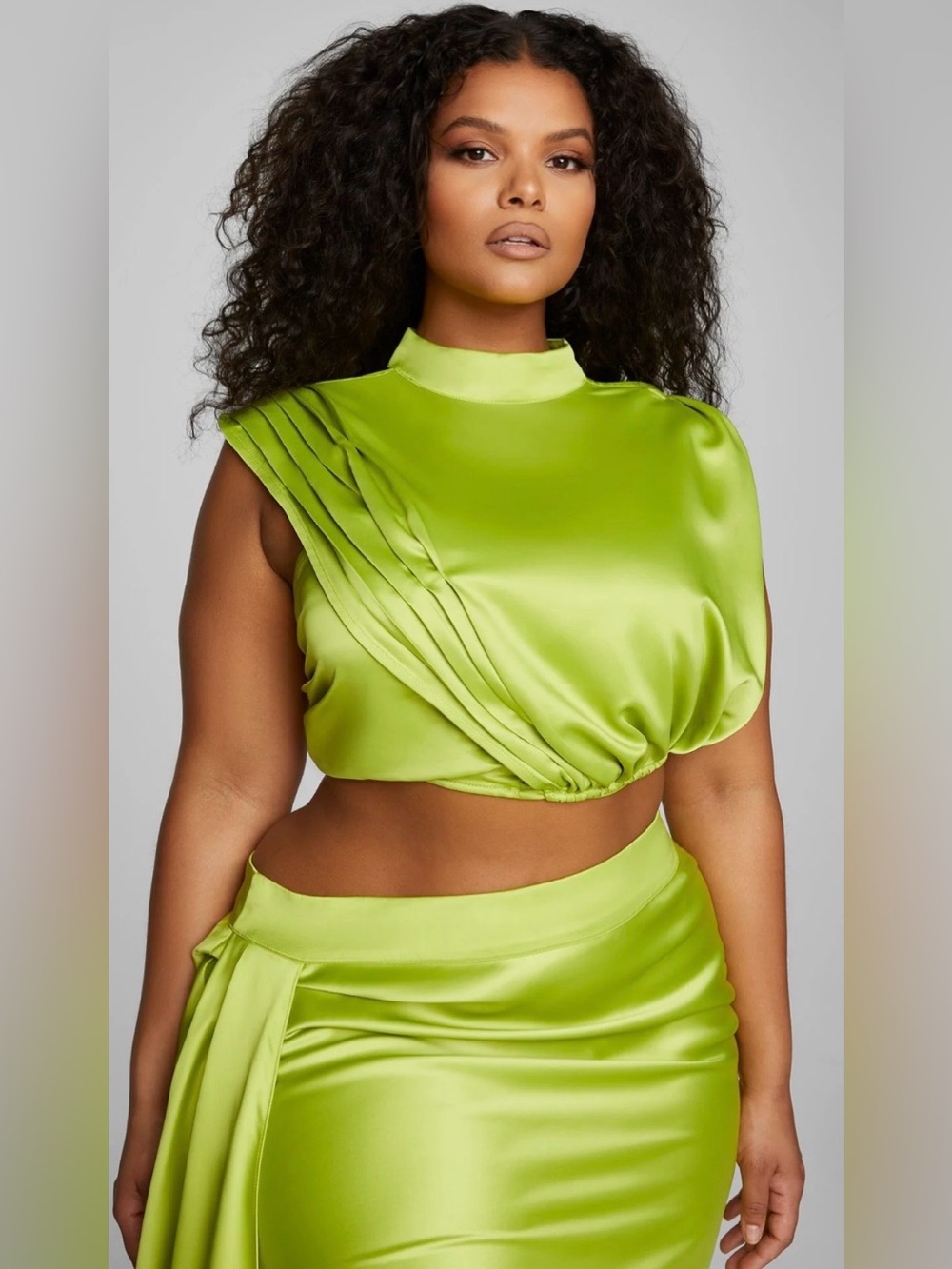 NWT FASHION TO FIGURE Anaisa Drape Detail Cropped Top-LESLIE SIDORA